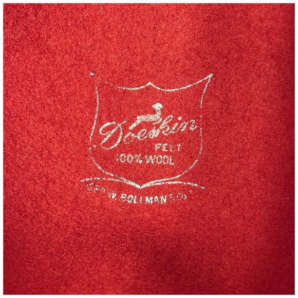 VTG Junior Seasons Wool Cloche Hat with Gold Kramer Leaf Brooch | Red | S/M - Picture 4 of 6